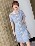 Zjkrl - Elegant Dress Women Summer Sheer Lace Floral Short Sleeve Club Mini Gown High Quality Glitter Sequin Ladies Femme Mujer Vestidos