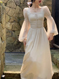 Zjkrl - 2024 New Vintage French Corset Ruched Midi Dress Women Elegant Evening Robe Female Slim Long Sleeve Dress Homeoming Dress