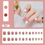 Zjkrl - 24Pcs/Set Press On Fake Nails Green Wearing Reusable False Nails Art Girls Ballerina Coffin Nail With Glue Full Cover Artificial