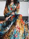 Zjkrl Dresses for Women 2023 New Spring Summer Printed Sexy Dress Women Clothing V-Neck Long Dresses Bohemian Elegant Women&#39;s Dresses