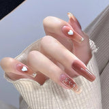 Zjkrl - 24 Pcs Pink Fake Nails Press on Nail Designs Art Long Tips False Forms with Glue Stick Stickers Reusable Set Acrylic Artificial