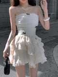 Zjkrl - 2023 Summer Even Party Black Dress Women Casual Corset Y2k Mini Dress Office Lady Sleeveless Bodycon Lace One Piece Dress Korean