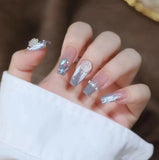 Zjkrl - 24pcs Wearable Pink Press On Fake Nails Tips With Glue false nails design Butterfly Lovely Girl false nails With Wearing Tools