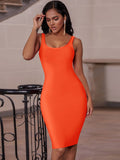 Zjkrl - Elegant Sleeveless Bodycon Bandage Dress for Women 2023 Summer Basic Green Sexy Dresses Roung Neck Evening Club Party Dress Midi