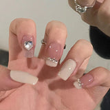 Zjkrl - 24Pcs/Box Gradient Color Artifical Press On Nails With Glue Long Coffin Fake Nails Lovely Girls Nail Art Ballerina False Nails