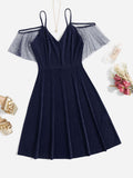 Zjkrl - Glitter Off Shoulder Plus Size 4xl Midi Dress Women's A Line Elegant Summer 2023 Large Solid Clothing Prom Evening Party Dresses