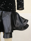 Women Black Velvet Sequin Dress Deep V Neck Patchwork Ruffle Shiny Party Birthday Big Size African Ladies Event Celebrate Gowns