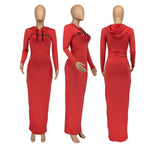Zjkrl - Autumn Winter Hooded Long Dress Women Long Sleeve Bodycon Dresses 2023 Fashion Clothes Hoodie Casual Solid Streetwear Clothing