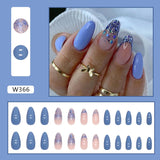 Zjkrl - 24pcs False Nails Tips with Glitter Design Press on Stick-on Nail Tips for Women and Girls