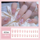 Zjkrl - 24pcs Ballet False Nail Full Cover Fake Nail Butterfly Love Nails Tip French Coffin Nails Press on Nails