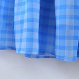Romantic Women Blue Plaid Halter Long Dress Sexy Backless Sleeveless Ladies Holiday Summer Dresses Fairy Robe