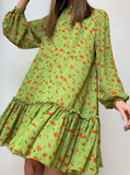 Summer Floral Print Chiffon Holiday Dresses for Women Sexy A-line Mini Dress with Flower Elegant Loose Women Party Ruffles Dress