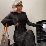 Zjkrl Women Fashion Long Sleeve Streetwear Bodycon Orange Midi Dress Autumn Clothes Wholesale Items For Business