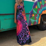 Zjkrl - 2023 Casual Summer Women Dress DIY Wearing Tie Dyeing Printing Fashion Sleeveless Dresses Sundress Beach Style Dresses