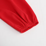 Zjkrl - Dress for Women Solid Color V Neck Long Sleeve Slim-fitting Pleated Dress Spring Summer Temperament Elegant Evening Party Skirts