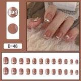 Zjkrl - 24Pcs/Set Press On Fake Nails Green Wearing Reusable False Nails Art Girls Ballerina Coffin Nail With Glue Full Cover Artificial