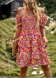 Zjkrl - Fashion Ladies Short Sleeve Casual Beach Dresses For Women 2023 Floral Casual Mini Summer Boho Woman Dress Elegant Clothes Robe
