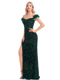 Zjkrl Elegant Evening Dresses Green Sequin Sexy Split Party Backless Women Long luxurious Gown Formal Dress Cocktail 2023