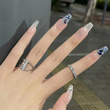 Zjkrl - 24 Pcs Pink Fake Nails Press on Nail Designs Art Long Tips False Forms with Glue Stick Stickers Reusable Set Acrylic Artificial