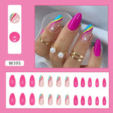 Zjkrl - 24pcs False Nails Tips with Glitter Design Press on Stick-on Nail Tips for Women and Girls