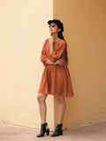 Zjkrl - 2023 New Oversized Spring Dress Round Neck Lace Up Bat Sleeve Fashion Beach Mini Dress Pleated Large Size Vintage Boho Dress