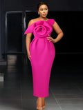 Zjkrl Women Party Dress Slim Bodycon Sexy One Strap Big Flower Event Christmas Birthday Elegant African Gowns Wedding Guest Robes New