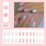 Zjkrl - 24pcs False Nails Tips with Glitter Design Press on Stick-on Nail Tips for Women and Girls