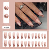 Zjkrl - 24pcs False Nails Tips with Glitter Design Press on Stick-on Nail Tips for Women and Girls