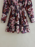 Zjkrl - 2023 Spring New Women Flowers Print Dress Elastic Waist Office Ladies Short Dress