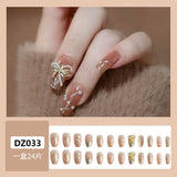 Zjkrl - 24pcs Ballet False Nail Full Cover Fake Nail Butterfly Love Nails Tip French Coffin Nails Press on Nails