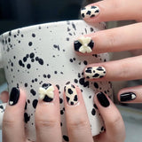 Zjkrl - 24Pcs/Box Gradient Color Artifical Press On Nails With Glue Long Coffin Fake Nails Lovely Girls Nail Art Ballerina False Nails