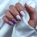 Zjkrl - 24Pcs Detachable Almond False Nails with Pearl Decoration Elegant Designs French Fake Nails Full Nail Art Tips Press On Nails