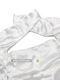 Zjkrl Long Sleeve Satin Dress White Sexy Evening Wedding Guest Night Dress Party Dress Draped Mini Birthday Dress For Women lined