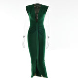 Zjkrl - Elegant Pleated Casual Bodycon Long Dress Autumn Winter Women Slim Evening Party Robe Sexy Bandage Ladies Dress