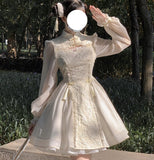 Lolita Off White Long Dresses For Women Cheongsams New Chinese Daily Style Little Chap Vintage Clothes Graduation Fairy Lovely