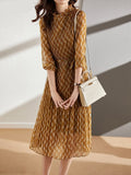 Zjkrl - Chiffon Floral Dress for Women Autumn 2023 Fashion Long Sleeve Pleated Elegant Party Midi Dresses Female Vestido F8692