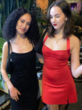 Zjkrl - Hot Sexy Backless Bodycon Halter Slit Mini Dress for Women Summer Party Night Clubwear Sleeveless Elegant Skinny Short Dresses