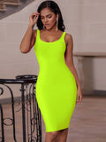 Zjkrl - Elegant Sleeveless Bodycon Bandage Dress for Women 2023 Summer Basic Green Sexy Dresses Roung Neck Evening Club Party Dress Midi