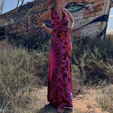 Zjkrl - 2023 Casual Summer Women Dress DIY Wearing Tie Dyeing Printing Fashion Sleeveless Dresses Sundress Beach Style Dresses