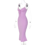 Zjkrl 2023 Autumn Lace  Basic V Neck Mini Sexy Dress Women Sleeveless Backless Bodycon Dresses Purple Casual Vestidos