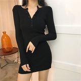 Zjkrl - Black Sexy Female Knit Dress Winter Autumn Wrap Midi Green Bodycon 2023 Fashion Sweater Dresses Woman Vintage Korean Mini Short