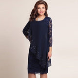 Zjkrl Women Elegant Party Dress Oversized Chiffon Lace Vestidos De Fiesta Evening Three Quarter Robes De Soirée Formal Vetement Femme
