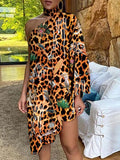 Sexy Off Shoulder Print Loose Halter Dress Women 2023 Sprint Summer Elegant Chain Casual Dresses For Women 3XL Robe Vestidos