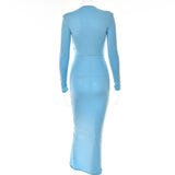 Zjkrl - Elegant Pleated Casual Bodycon Long Dress Autumn Winter Women Slim Evening Party Robe Sexy Bandage Ladies Dress