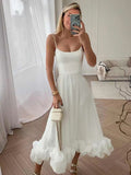 Zjkrl - Elegant Curved Hem Dress Women Midi Fashion Floral Large Swing Slip Female A-line Dresses 2023 Summer Backless Party Lady Robe