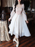 Zjkrl - French Elegant Office Lady Dress Party 2023 Summer Chiffon One Piece Dress Korean Fashion Casual Long Sleeve Midi Dress Woman