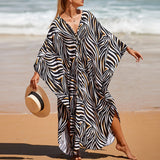 Sexy Vacation Oversize Loose Beach Dress Women 2023 Summer One Size Print Smock Sundress Boho Dresses For Women