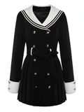 Zjkrl Black Korean Style Elegant Dress Women Navy Collar Sweet Party Mini Dress Female Long Sleeve College Style One-piece Dress 2023
