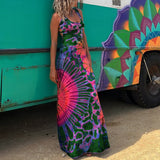 Zjkrl - 2023 Casual Summer Women Dress DIY Wearing Tie Dyeing Printing Fashion Sleeveless Dresses Sundress Beach Style Dresses