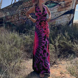 Zjkrl - 2023 Casual Summer Women Dress DIY Wearing Tie Dyeing Printing Fashion Sleeveless Dresses Sundress Beach Style Dresses